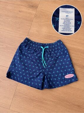 Vineyard Vines Navy Shorts with Turquoise Starfish Print - 4T - Like New